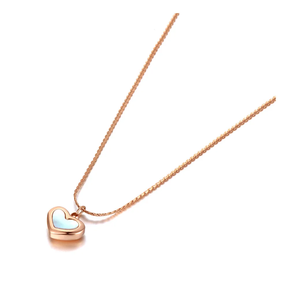 JeeMango Titan-Edelstahl-Herz-Charm-Anhänger-Halsketten, Schmuck, modische Bohemia-Halskette mit weißer Muschel für Frauen, N20261 – Detail 2