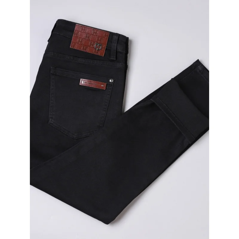 High-End All-Match Simple Jeans Men's Black Slim Fit Skinny Stretch All-Matching Trendy Fashion Tight Casual Pants