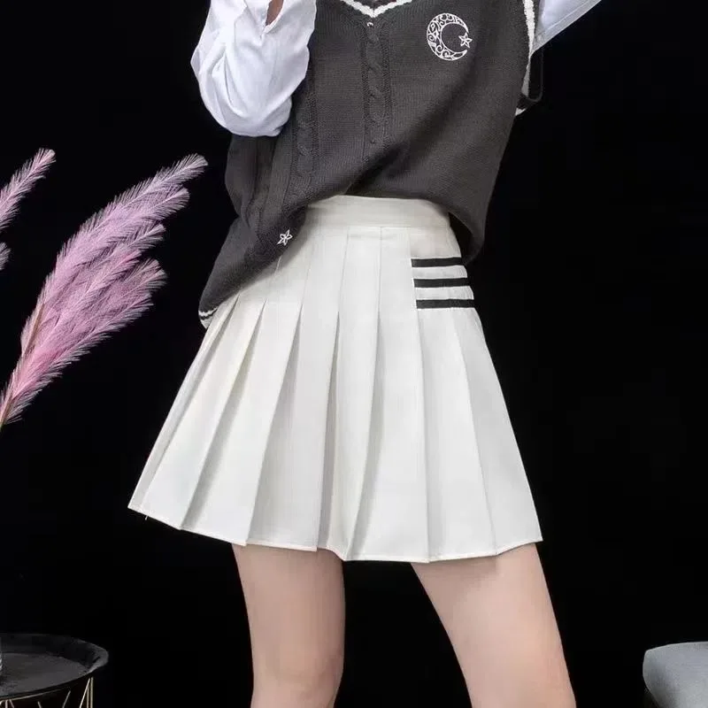 

Women Short Tennis Badminton Training Sports Skirt High Waist Striped Women's College Style Harajuku Golf Skirts