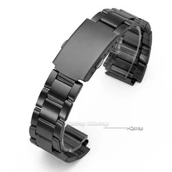 Slim 18mm Stainless Steel Metal Watchband Bracelet - 18mm (Black - metal)