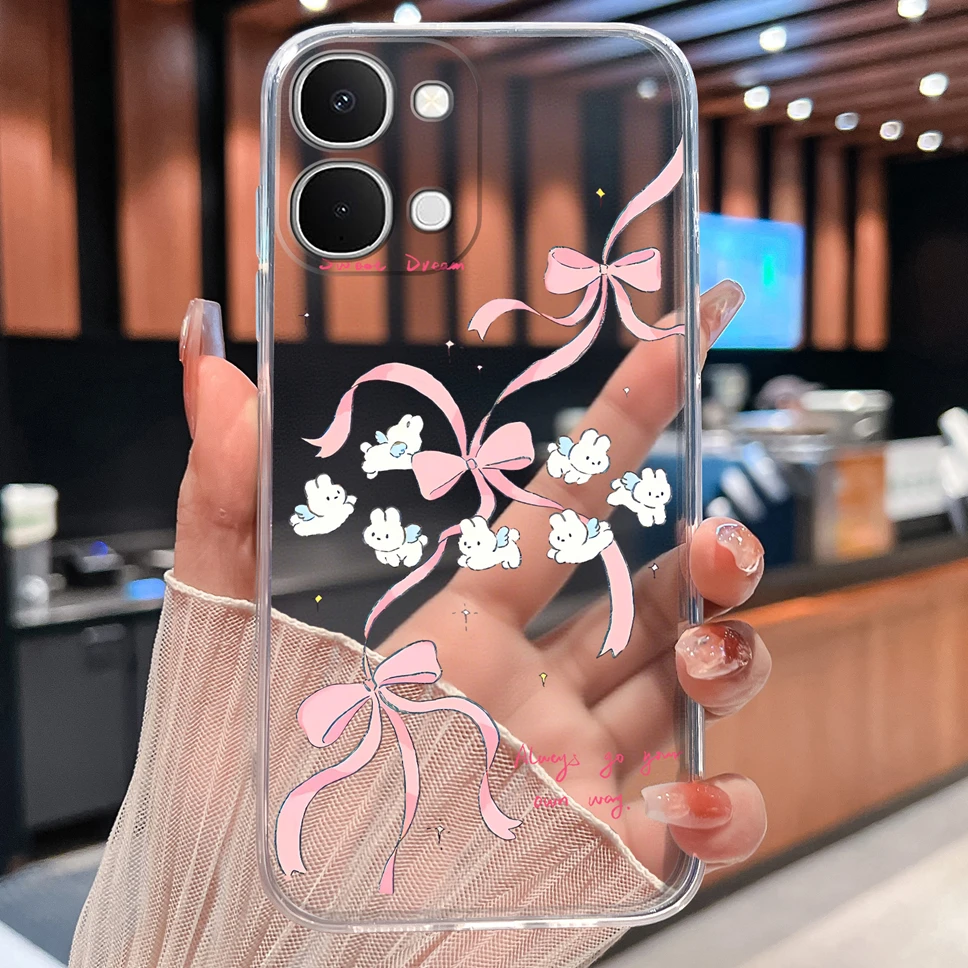 Cute Cat Cartoon Soft TPU Protective Phone Case - Clear Silicone Shockproof Cover