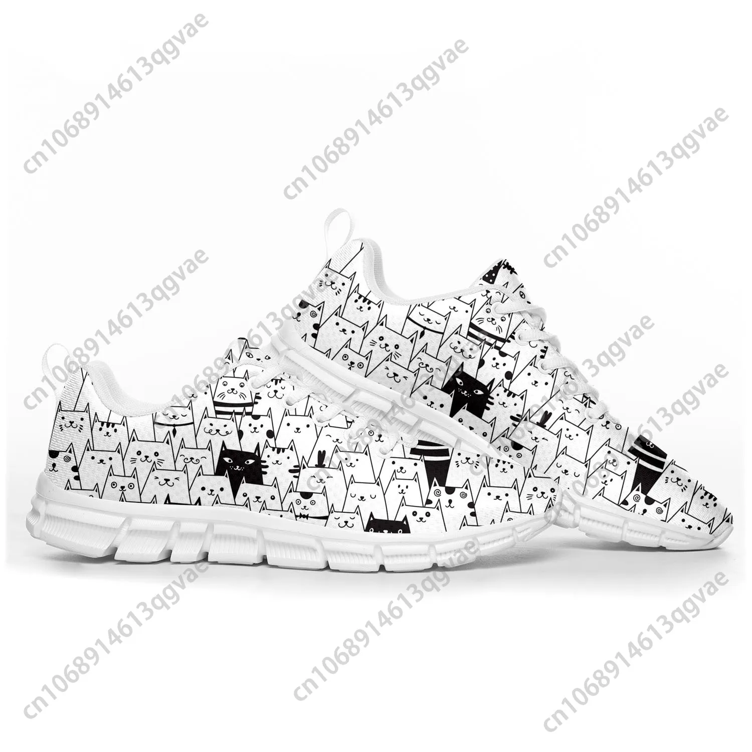 Cute Fat Cat Pet Cat Pop Sports Shoes Mens Womens Teenager Kids Children Sneakers Casual Custom High Quality Couple Shoes White