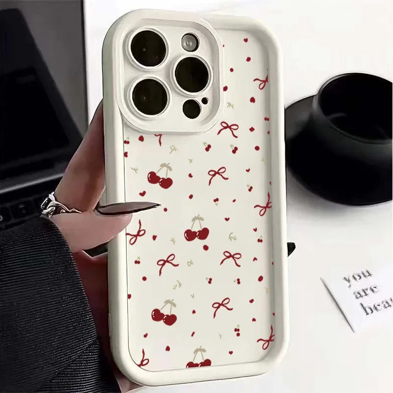 Pink Bow Red Cherry Phone Case – Elegant and Stylish Protective Cover