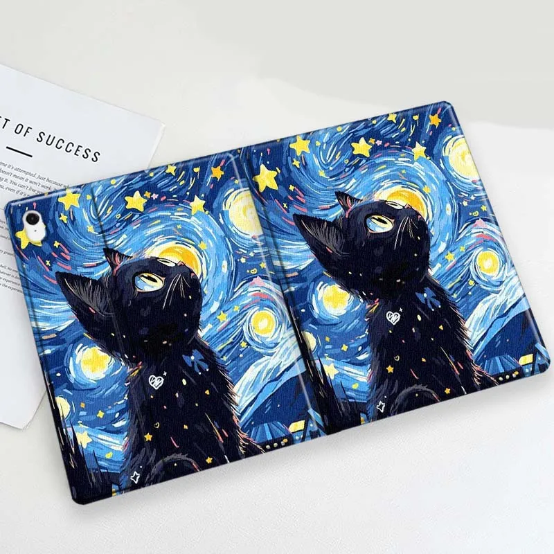Cartoon Van Gogh Cat Art Tablet Case