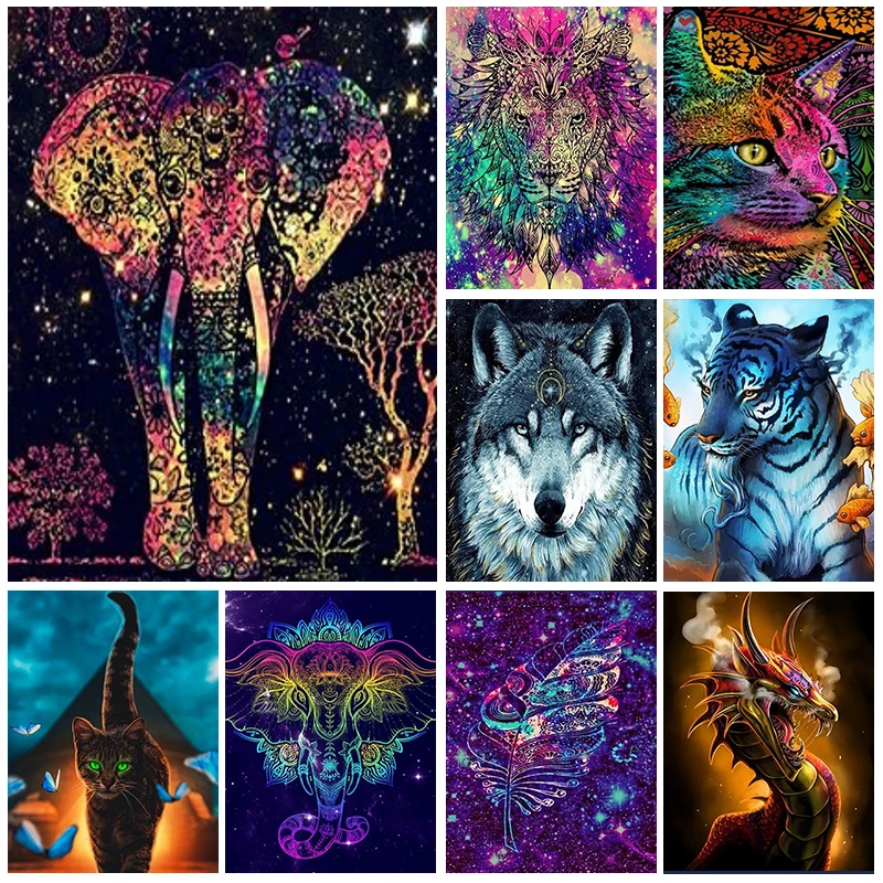 

5D DIY Diamond Painting Animal Diamond Embroidery Full Rhinestone Mosaic Elephant Wolf Cross Stitch Kit Literary Home Decor