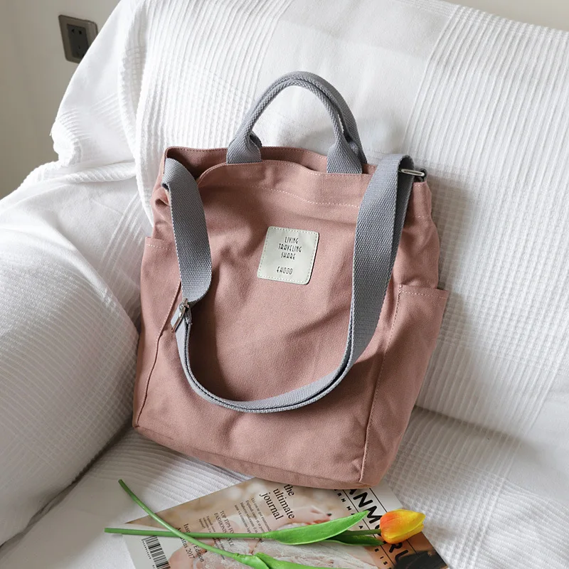 Korean Art Canvas Shoulder Bag Handbag Simple Small Fresh Messenger Bag Casual Cloth Bag Shopping Bag Purses and Handbags 