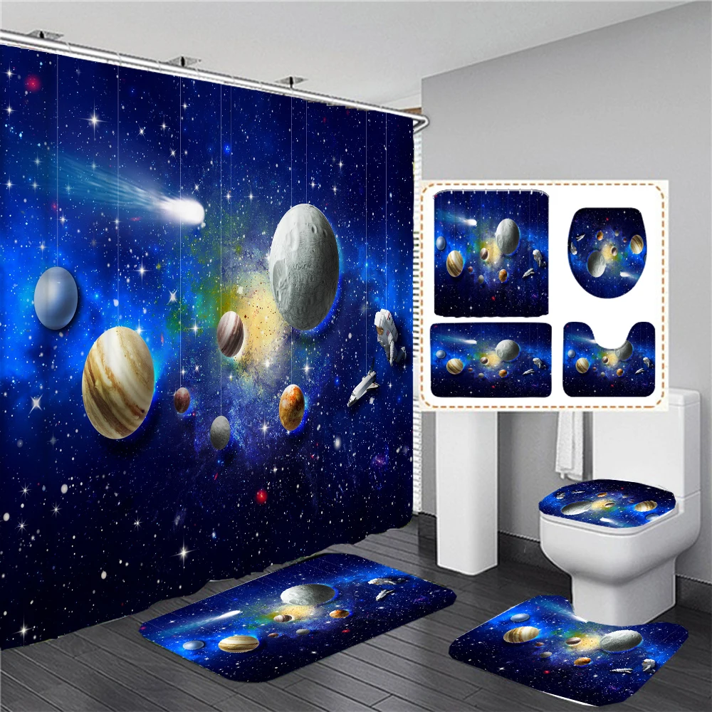 Boys Bath Mat Outer Space Planets, Boys Bathroom Decor, Toddler Bathroom