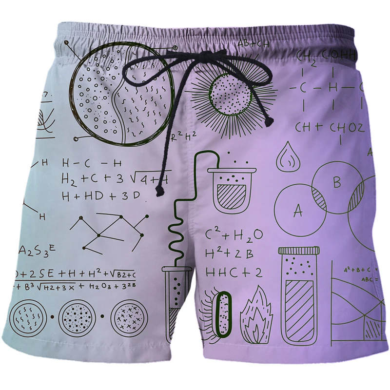 New Men's Mathematical Formula 3D Printed Beach Pants Men's Swimming Shorts Surfing Suit 3D Digital Harajuku Beach Shorts