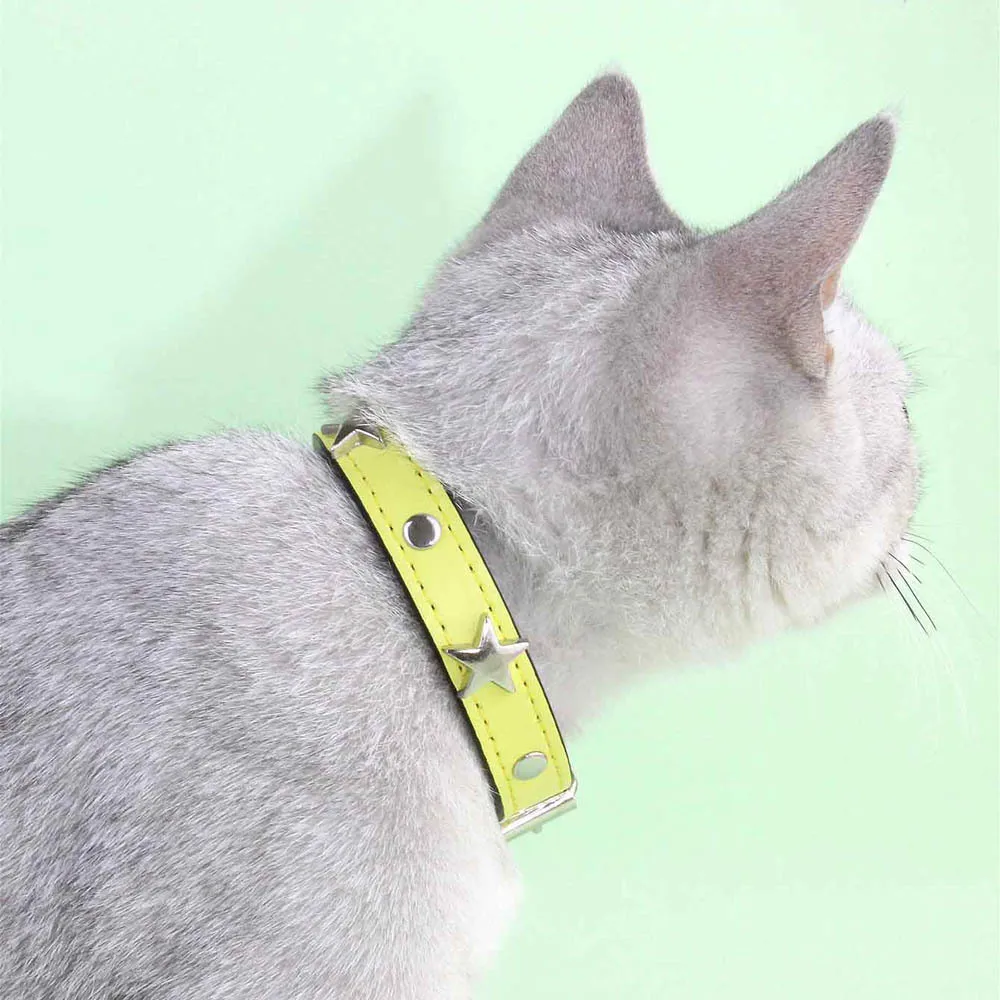 S/M/L Haustier-Hundehalsband mit Sternbesatz, Leder-Welpenhalsbänder für kleine und mittelgroße Hunde, Katzenhalsband, Heimtierbedarf, Chihuahua-Halsbänder – Detail 5