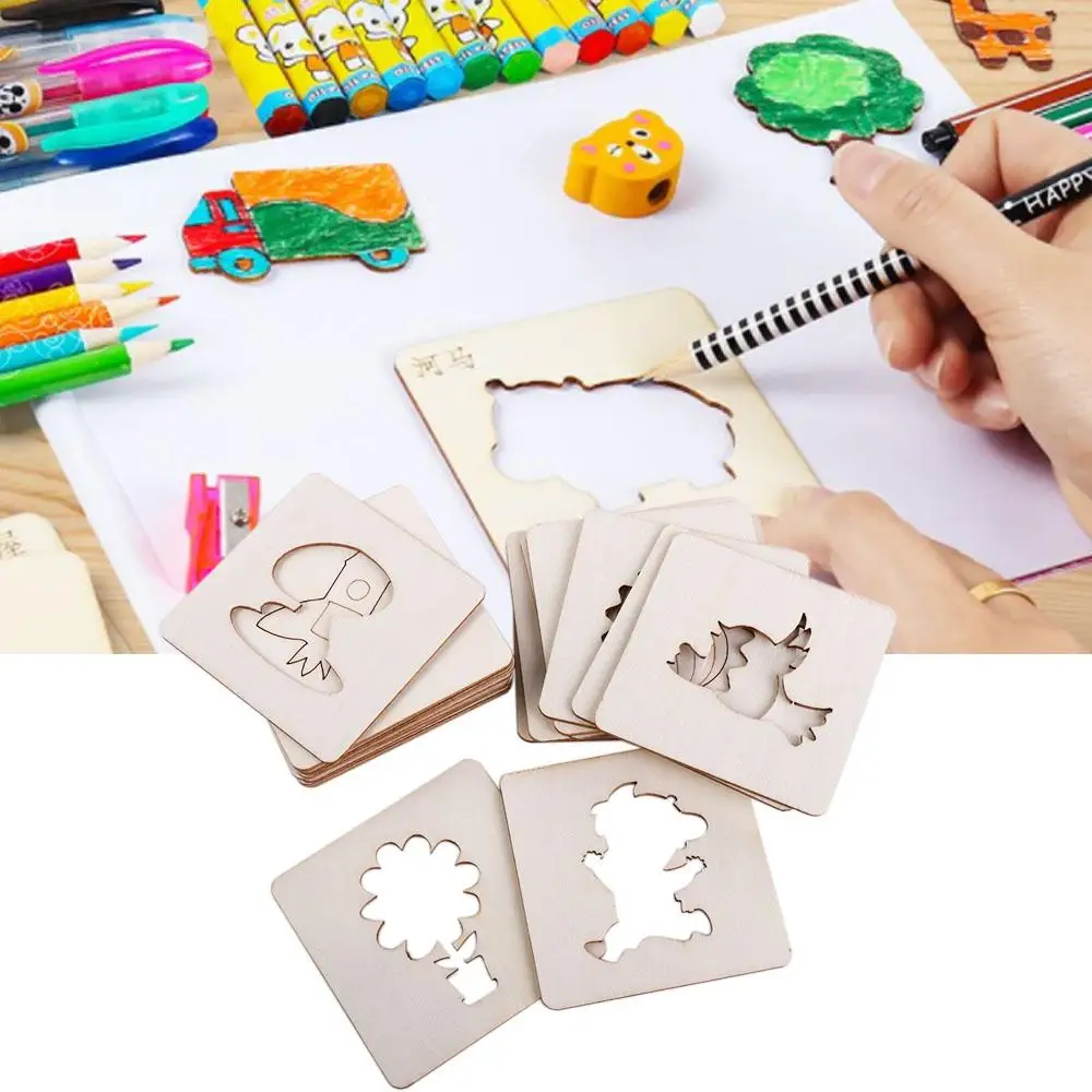 

Board Toys Kids Accessories Wooden Painting Stencils Wooden Stencil Outer Board DIY Painting Template Learning Educational Toys