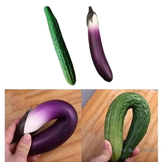 Realistic Simulation Vegetables Ornament Soft and Safe Rtificial Fake Aubergine Cucumber Ornament Replicas for Display