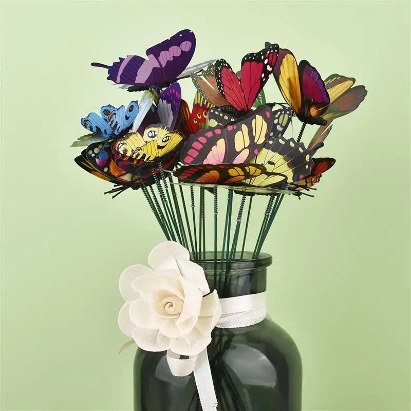 Bunch of Butterflies Garden Yard Planter Colorful Whimsical Butterfly Stakes Decoracion Outdoor Decor Flower Pots Decoration butterfly decoration garden art decor