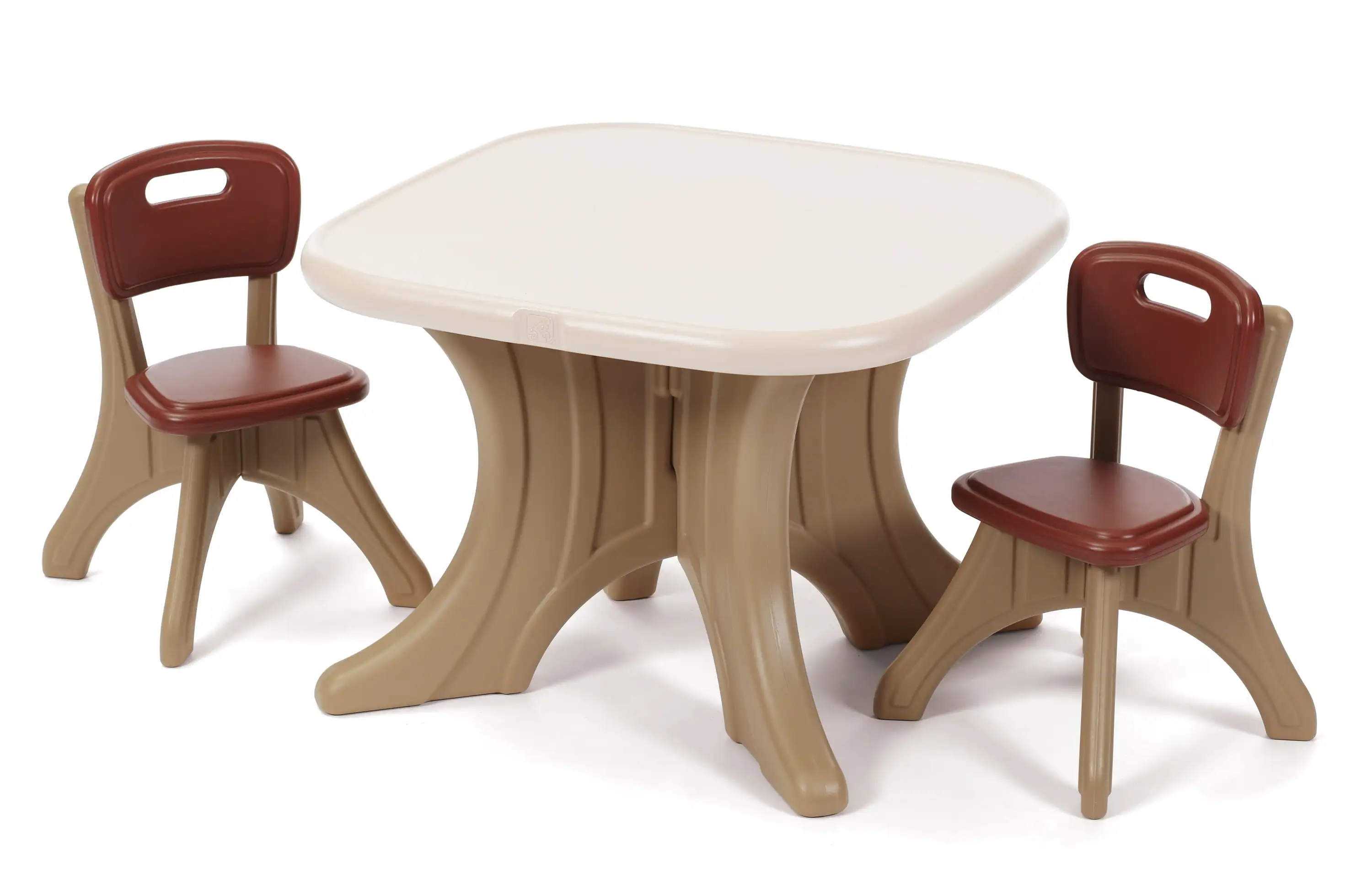 

New Traditions Kids Plastic Table and Chairs Set, Brown(US Stock)