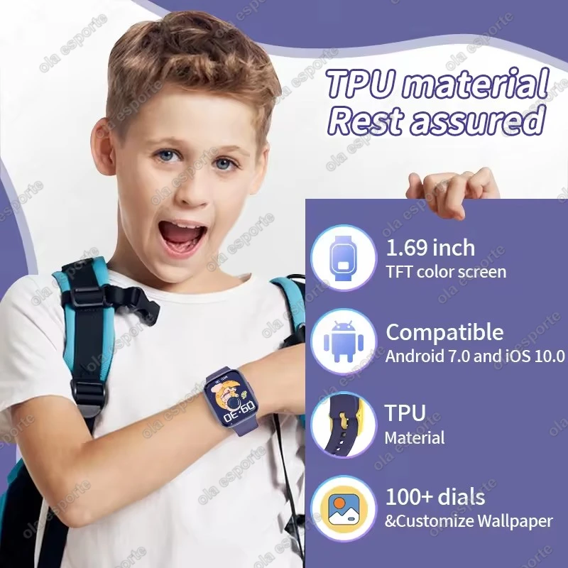 Multifunction Amoled Kid Smart Watch For Age 5 12 Child Waterproof Smartwatch Alarm Clock Children Student Game Bracelet Gifts, Alina Gadgets