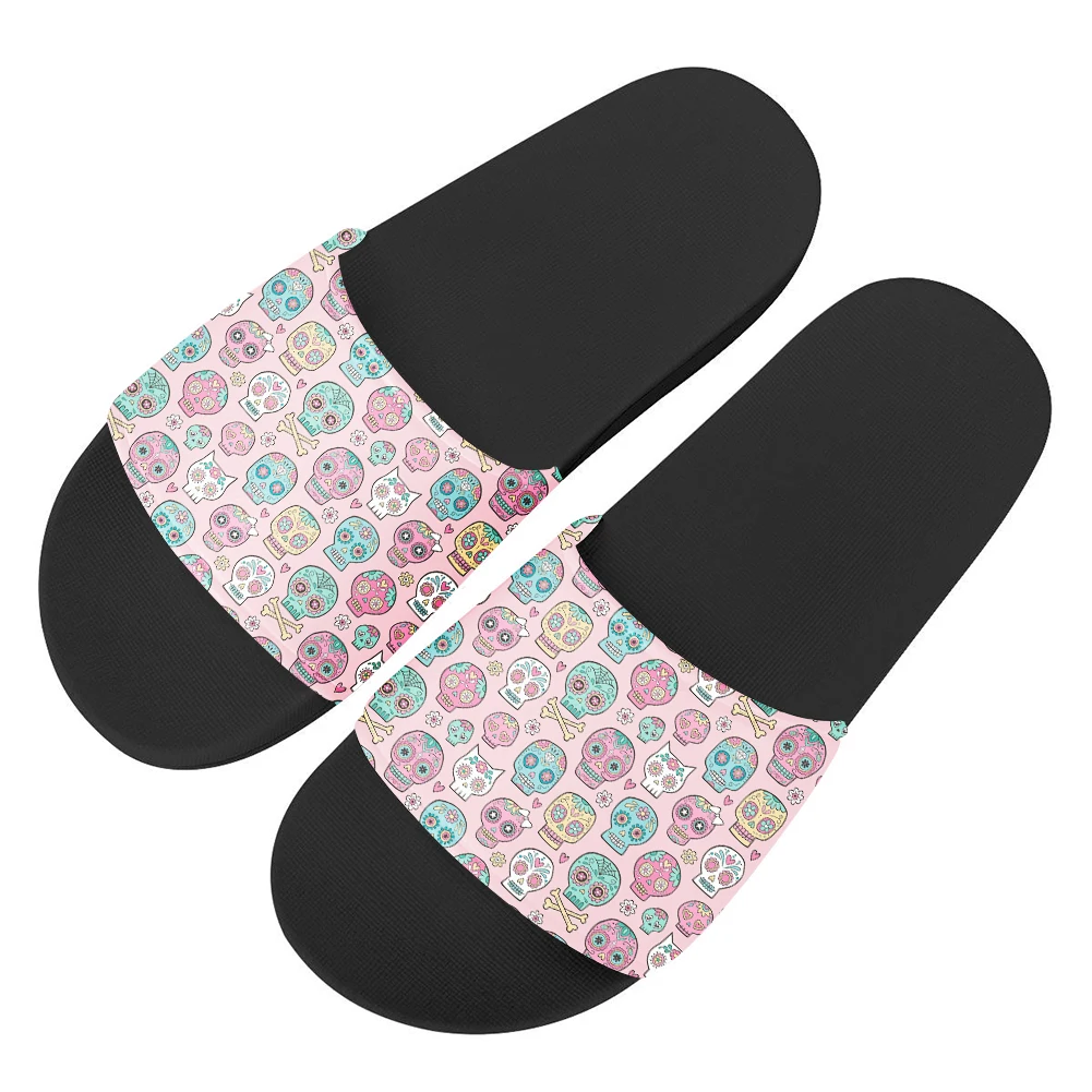 

Women Slippers Sandals Non-slip Gothic Skull Print Summer Beach Shoes Couple Lover Slides Women Soft Home Slipper Man Flip Flops