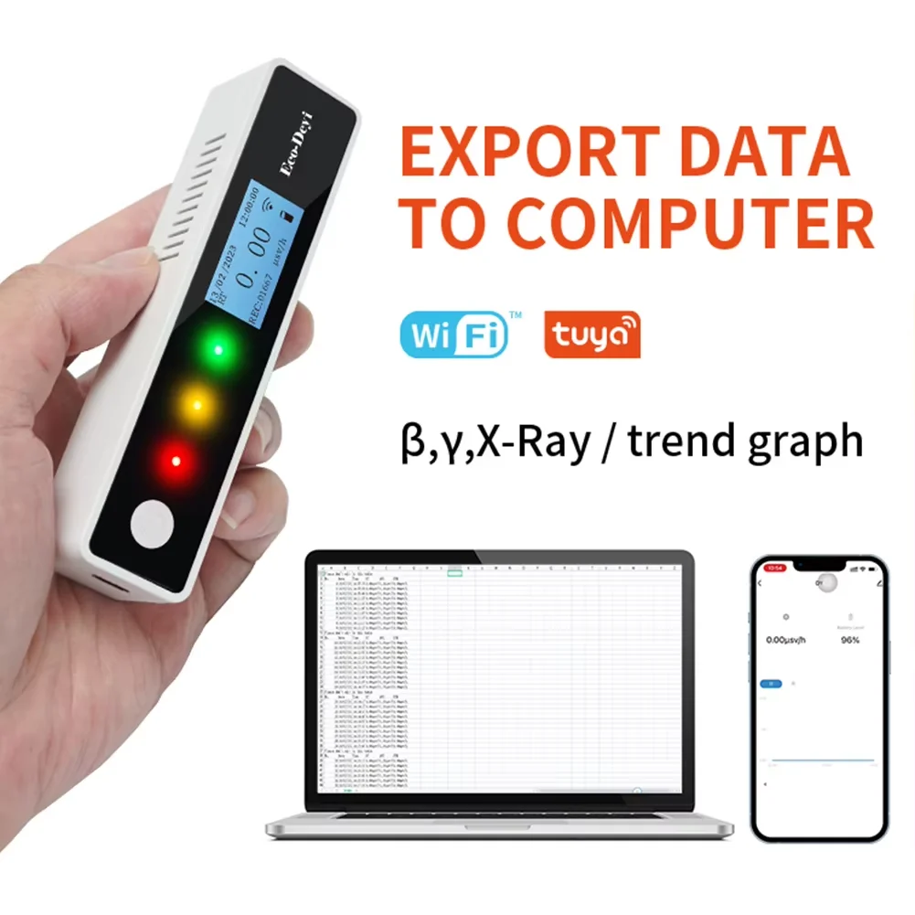 Nuclear Radiation Detector 0.01-1000&mu;Sv/h Range Beta/Gamma/X-Ray Sensing Rechargeable Real-Time Data & Alarm