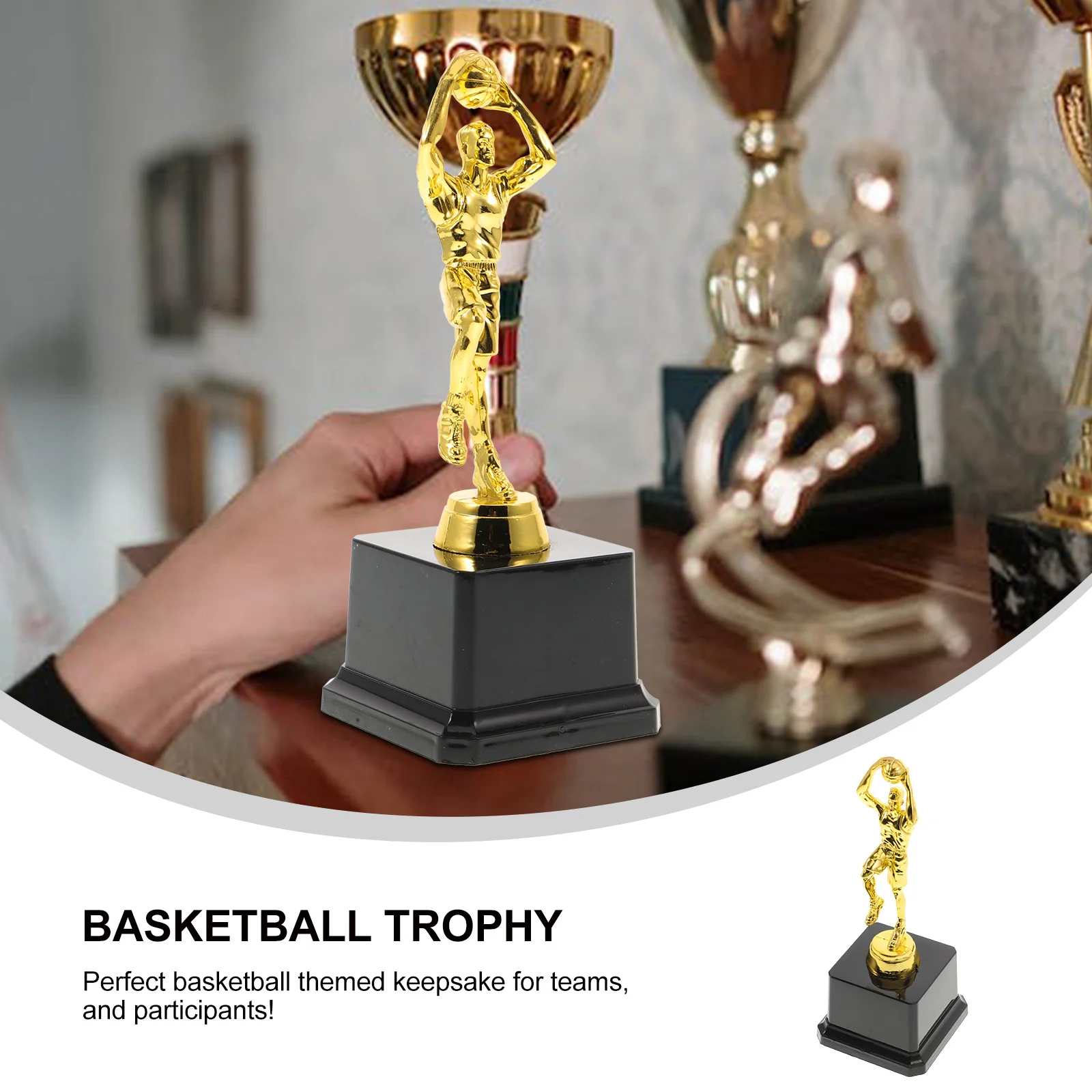 Plastic Golden Basketball Trophy Durable Keepsake Competitions Game Awards Souvenirs Team Sports Plastic Figure Basketball