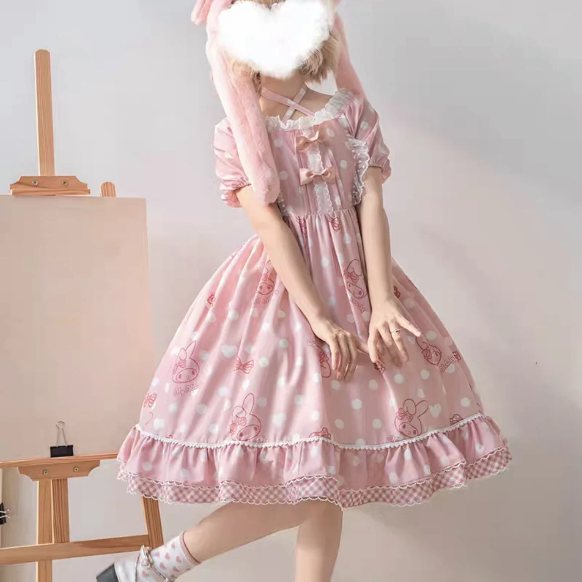 Vestido de princesa Kawaii infantil, Sanrio Kuromi, Lolita, Roupas de festa  para meninas, Impressão de moda, Vestidos Laço, Halloween - AliExpress