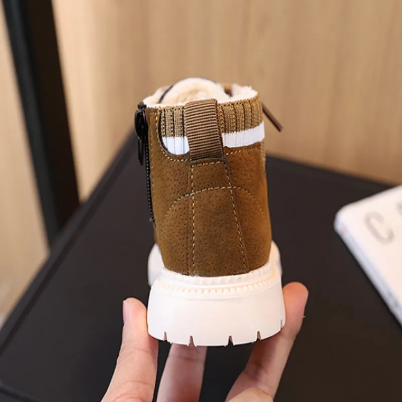 어린이 면화 신발 겨울 신상품 소년용 심플 다용도 말 부츠 소녀용  따뜻한 캐주얼 면화 부츠 플리스 스노우 부츠21-30