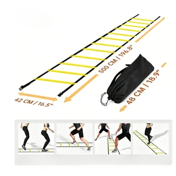 Scala per Allenamento Calcio con Cinghie in Nylon per Migliorare la Flessibilità Sportiva e l'Agilità, Attrezzatura per Allenamento ad Alta Velocità