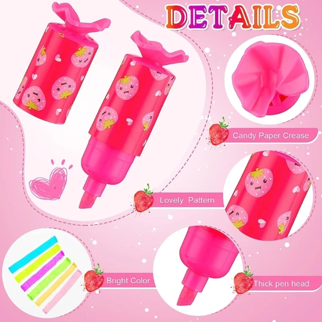 24 Evidenziatori Mini A Forma Di Caramella | Regalini Per Feste, Compleanni E Scuola - Foto 2