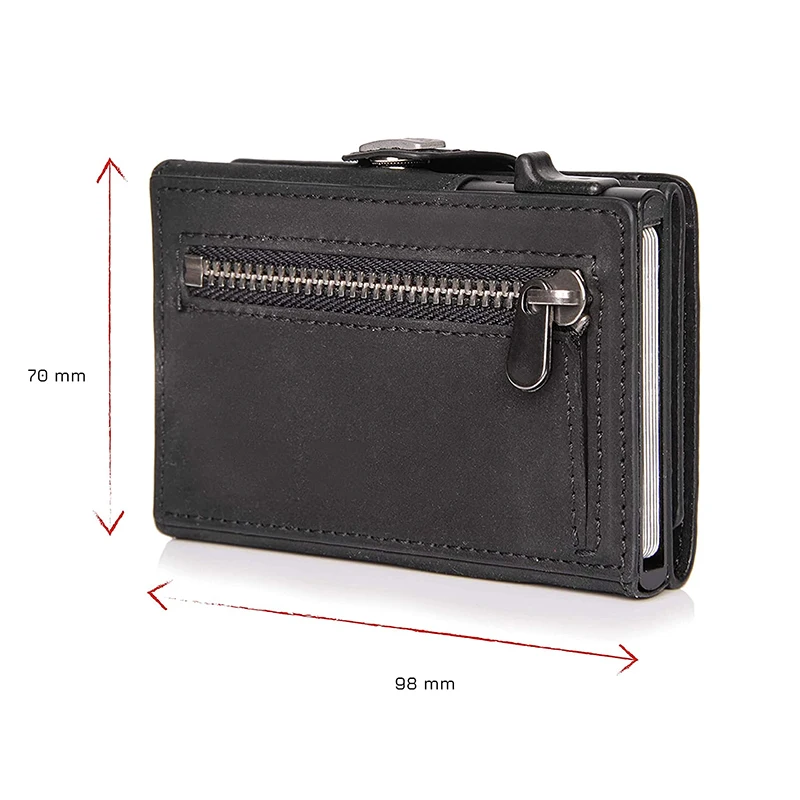 Genuine Leather Rfid Card Holder Men Wallets Anti Theft Slim Thin Coin Pocket Smart Wallets Pop Up Male Purse Money Bags Purse 2