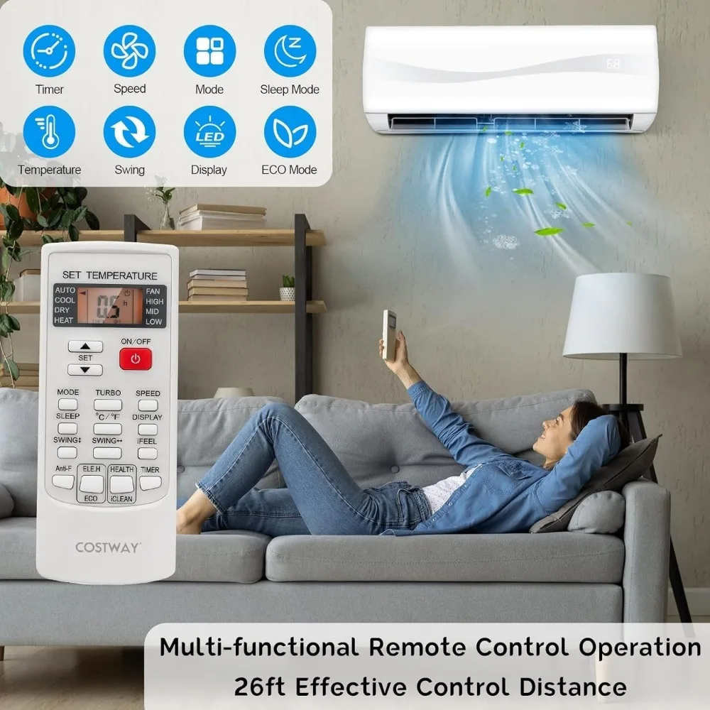 12000BTU Mini AC Split-System, 20 SEER2 Ductless Air Conditioner w/Pre-Charged Condenser, White (12000BTU, 115V, 20 SEER2) 4