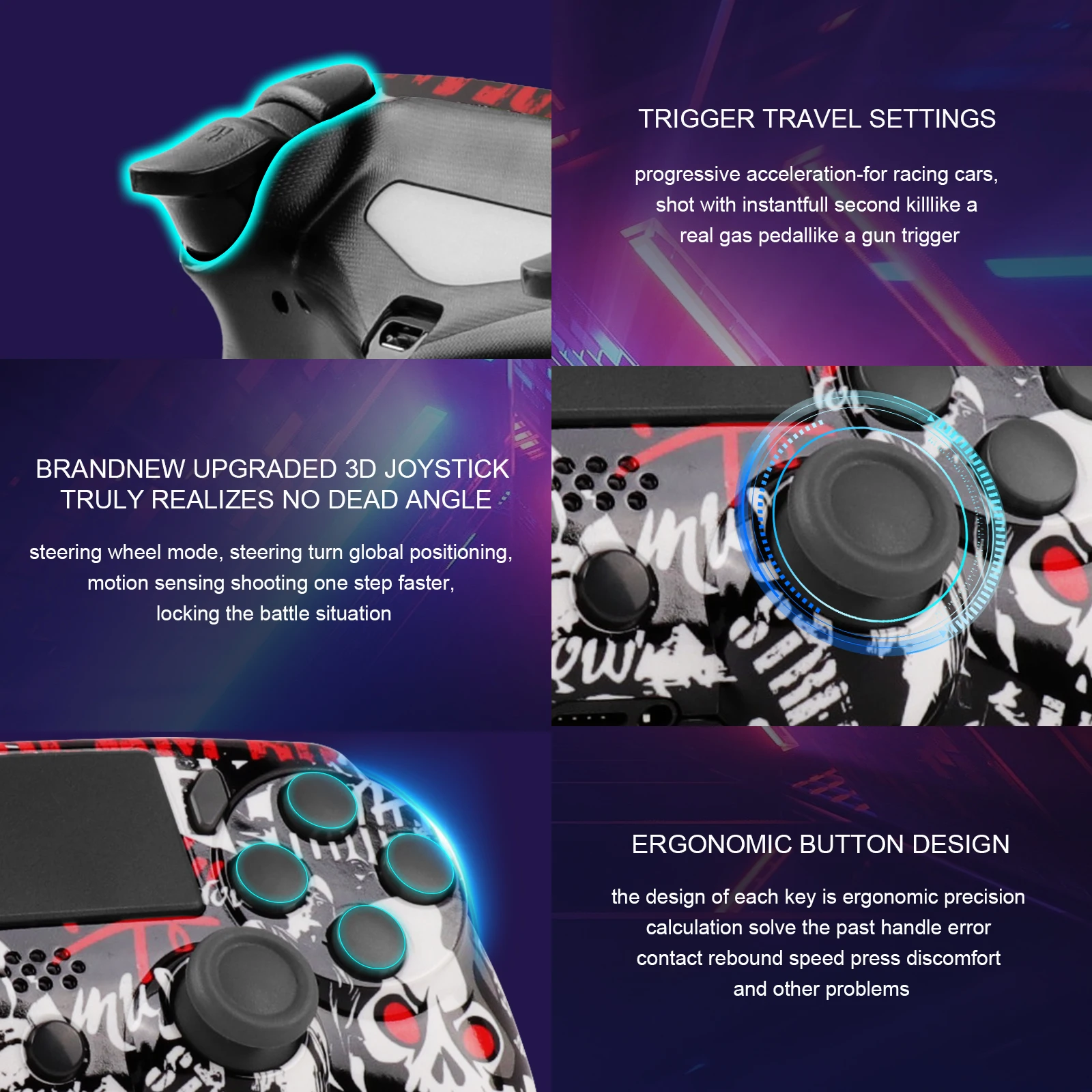Ginja-デュアル振動ワイヤレスBluetoothコントローラー,ps4用
