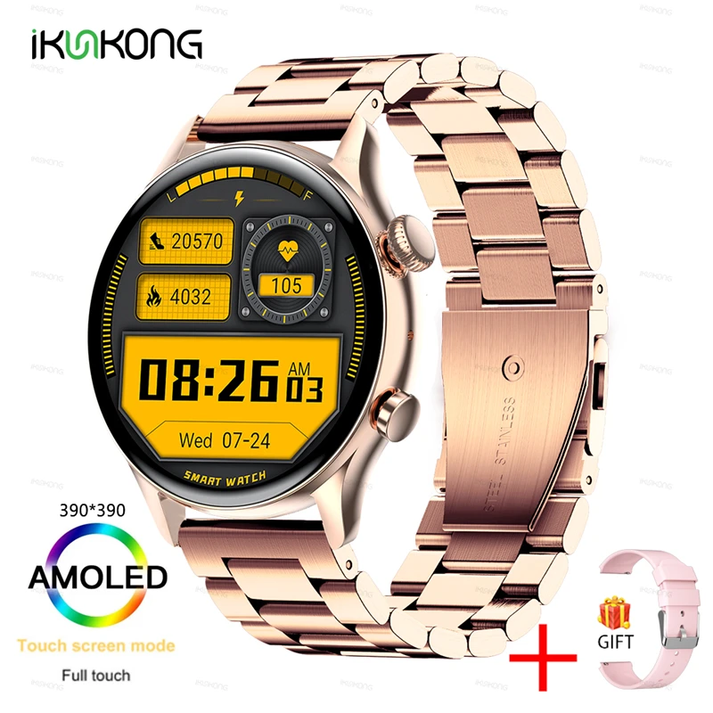 2022 New AMOLED Smartwatch Mens 1.36 inch Screen Support Always On Display Watches Waterproof Sports Fitness Tracker Smartwatch 