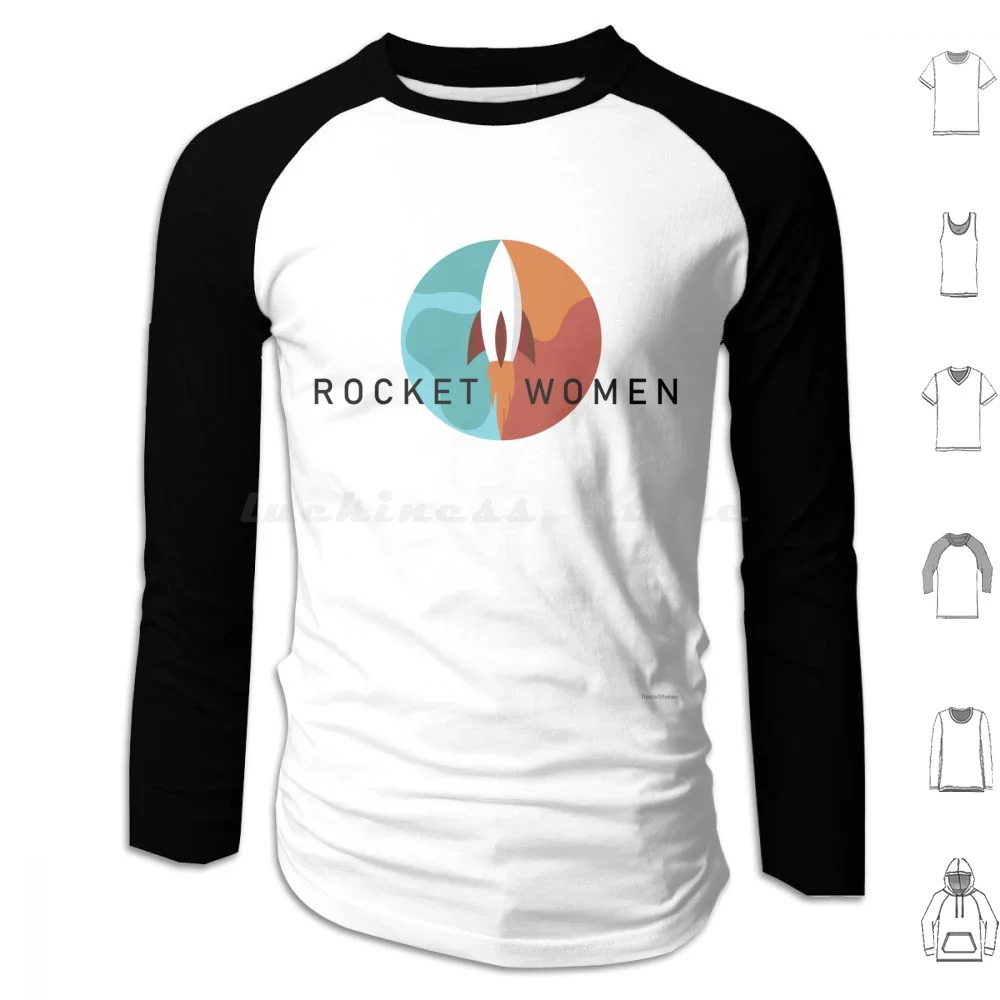 Rocket Women-Original Logo Felpa Con Cappuccio In Cotone Manica Lunga Rocket Women Space Explore Women Stem Earth Astronaut Martian Rocket Star
