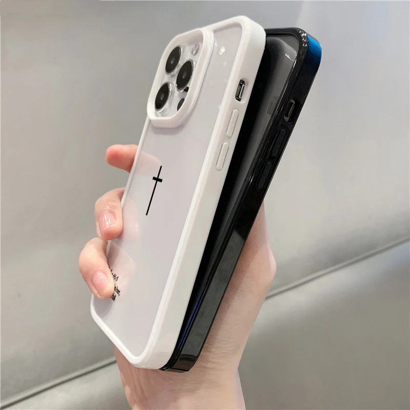 Stylish Faith-Inspired Phone Case with Cross and Bible Verse Design