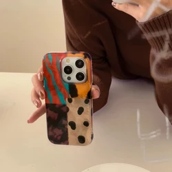 Stylish Retro Leopard Pattern Multi - Color Phone Case - Silicone Cover for iPhone 15 Plus (1)