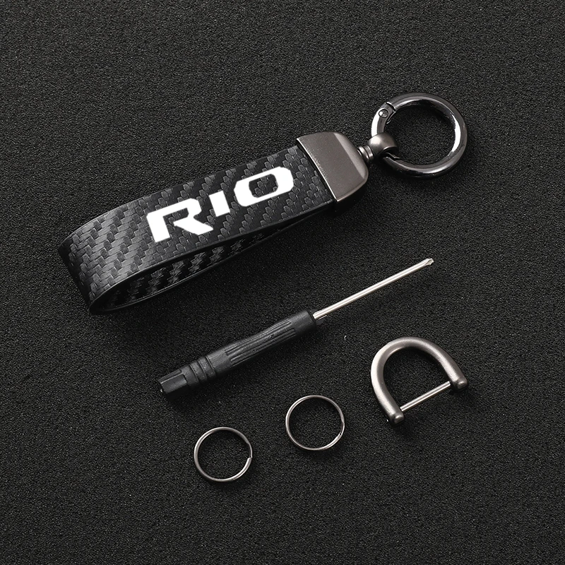 

High-Grade Leather car keychain Horseshoe Buckle Jewelry for KIA RIO 2010-2021 Accessories