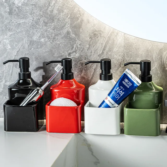 480 มล. ตู้ทำสบู่สร้างสรรค์เซรามิคลосьชั่นขวดบรรจุภัณฑ์ขวดแชมพูเจลอาบน้ำโรงแรมห้องน้ำบ้านตู้ทำสบู่ 1