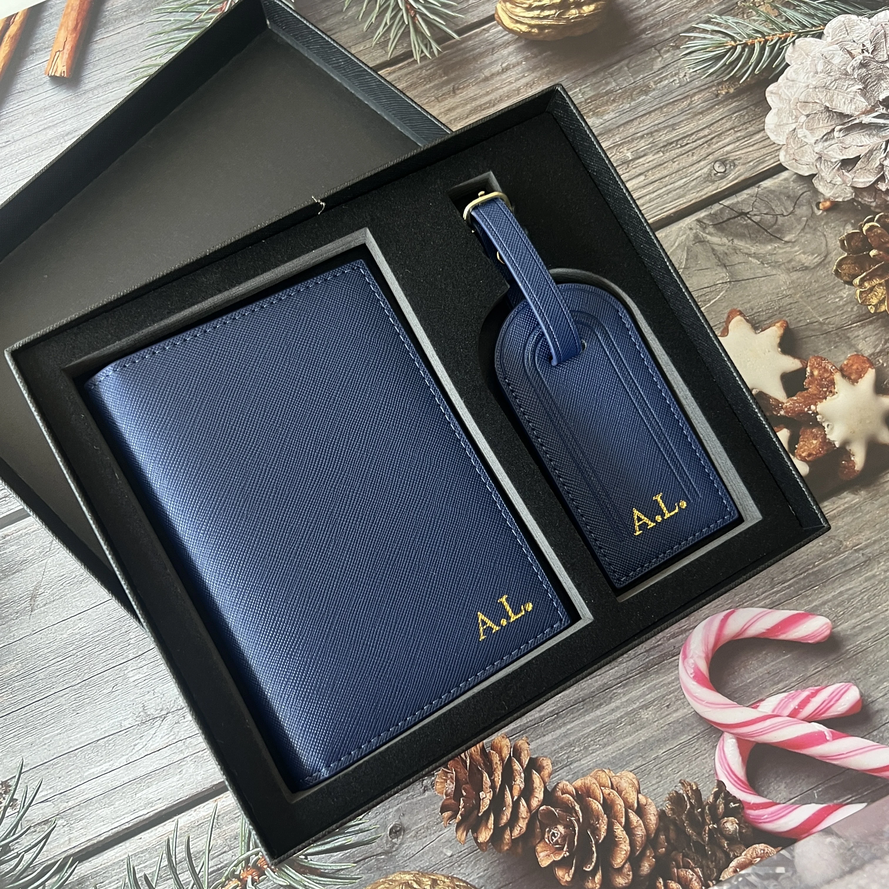 Personalized Passport Cover & Luggage Tag Set - Elegant Travel Accessories