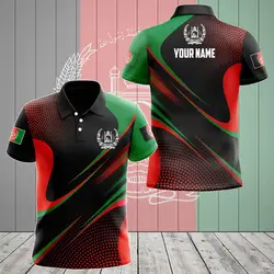Afghanistan Flag & Coat of Arms Custom Name Polo Shirts Summer Casual Streetwear Men's Fashion Loose Jersey Plus Size Sportswear