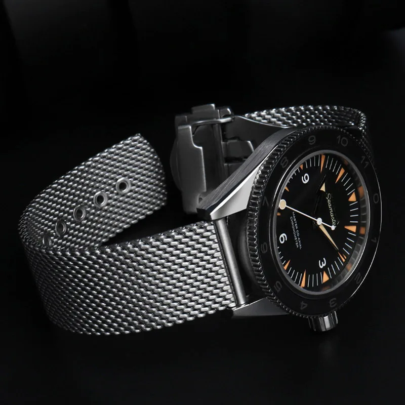 Für Omega Seamaster Diver 300 007 Edition Milanaise-Uhrenarmband Keine Zeit zu sterben Edelstahl-Metall-Faltband 20 mm Armband – Detail 1