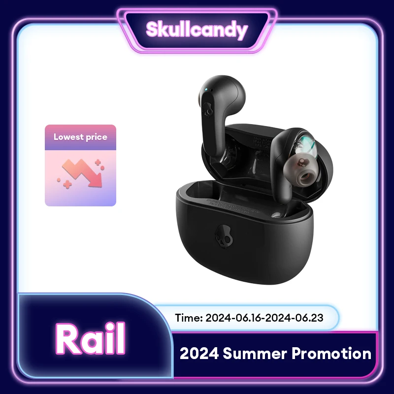 

Choice Skullcandy Rail Беспроводная гарнитура Bluetooth 5.2 Clear Voice с микрофоном Smart Mic HD Talk 42hours Waterproof