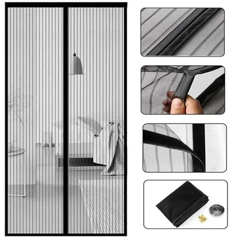 Moustiquaire magnétique d'été, rideaux de porte anti-insectes, maille, fermeture automatique, écran de porte, salon, chambre à coucher 1