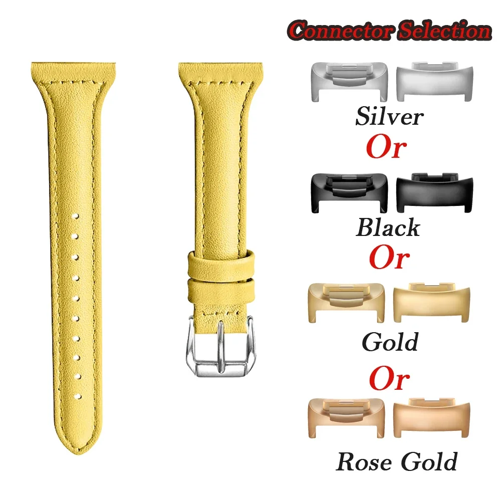 Leather Strap Fashion Casual Wristband with Metal Connector and Classic Buckle