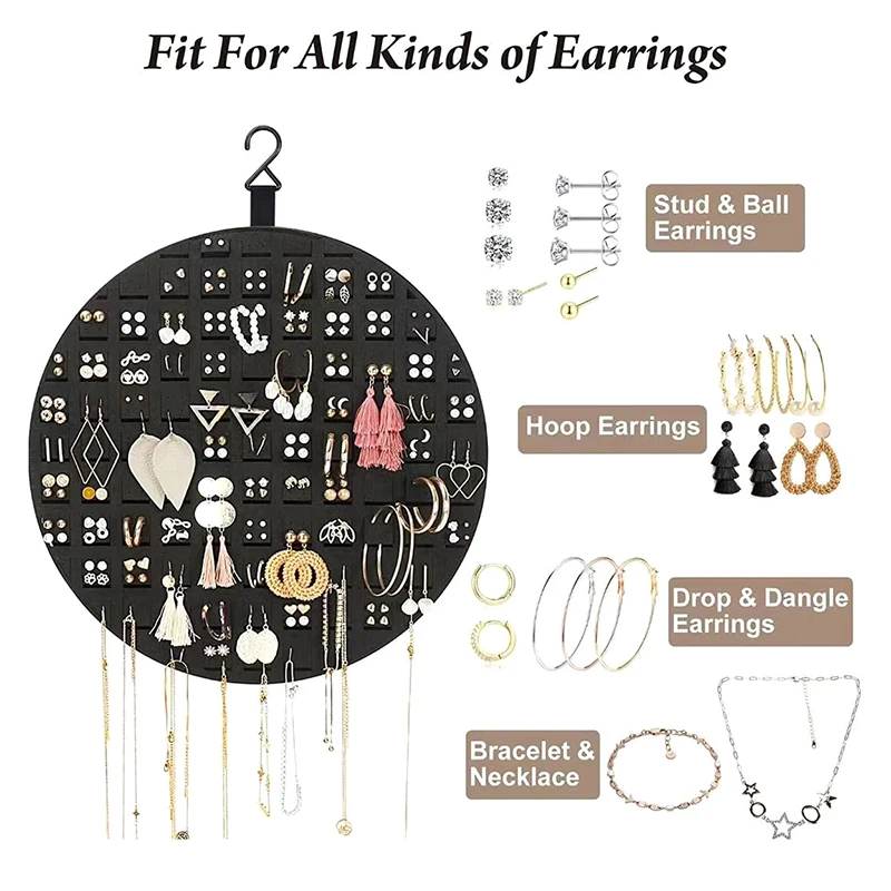 

Round Earrings Hanging Organizer Wall Earring Holder Soft Felt Hanger For Jewelry Necklace Earring Ring Stud Display Holder