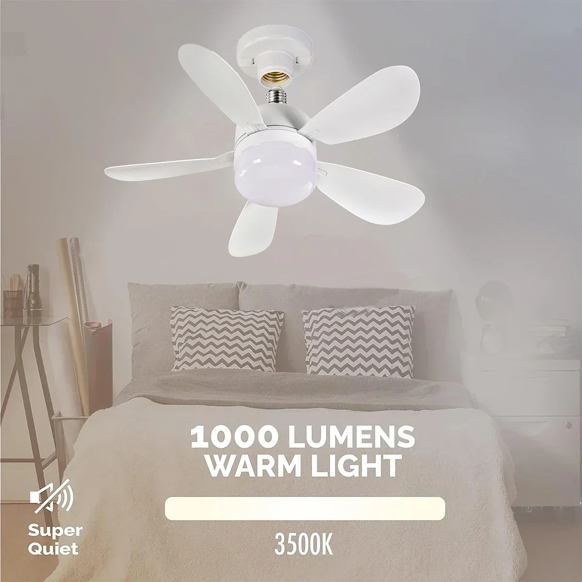 New E27 Modern Smart Wireless Fans Silent Ceiling Fan LED with Light Remote Control Dimmable Lighting for Bedroom and Livingroom