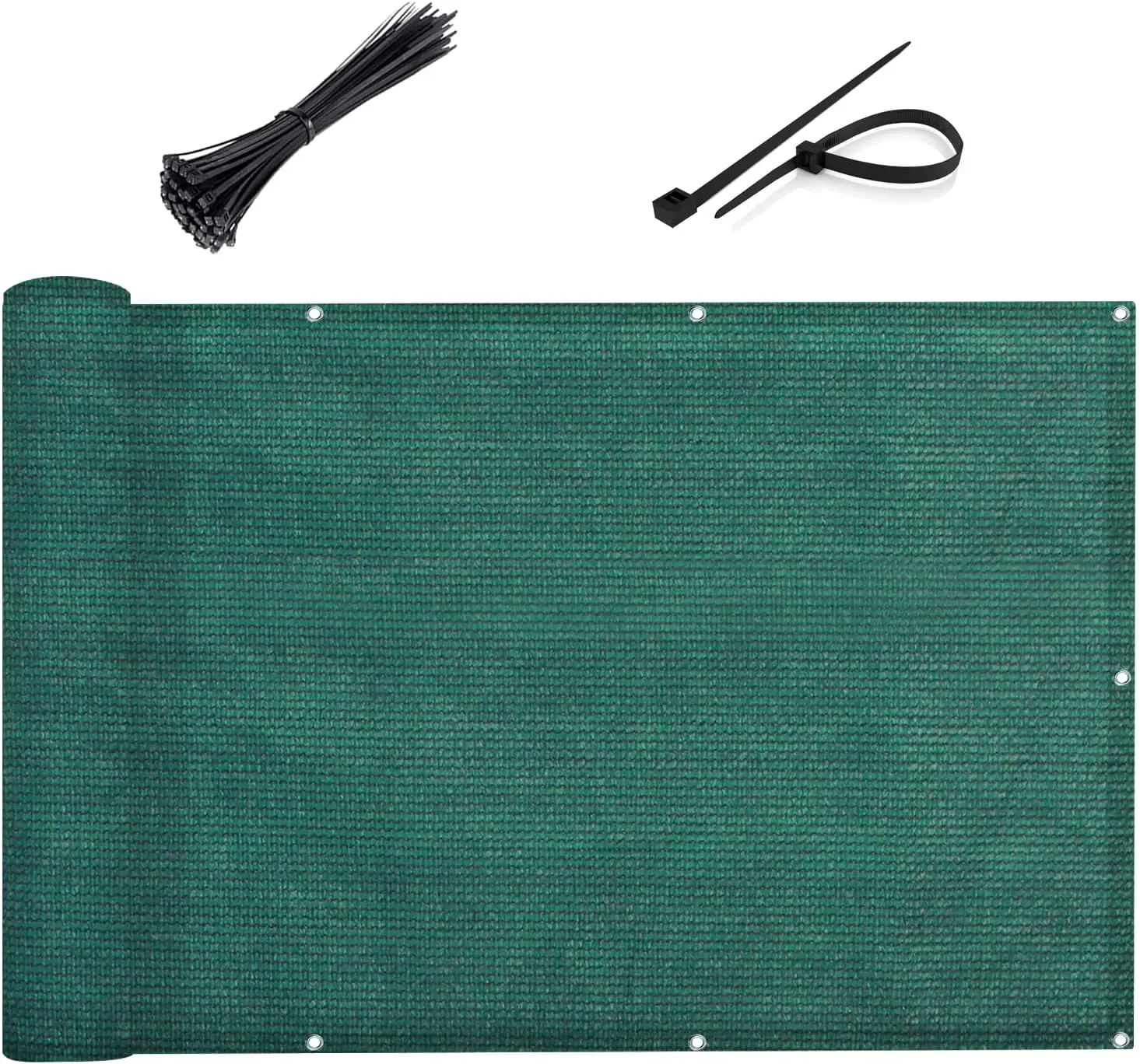 3'x10' Dark Green Balcony Privacy Screen Fence Windscreen Cover Fabric Shade Netting Mesh Cloth with Grommets UV Protection