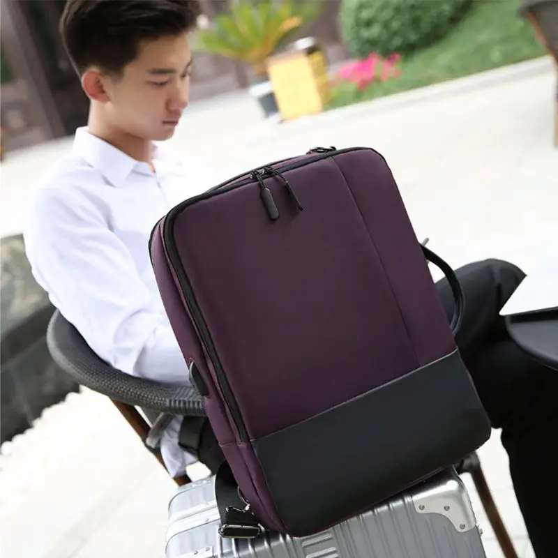 Travel Nylon Backpack with USB Charging Port Teenager Anti-theft Laptop Daypack
