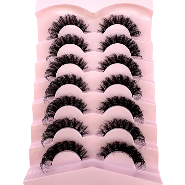 7pairs Natural Russian Strip Lashes Fluffy Mink Lashes 3D False Eyelashes Fluffy Volume Eyelashes Fake Eyelash Extension Make Up 6