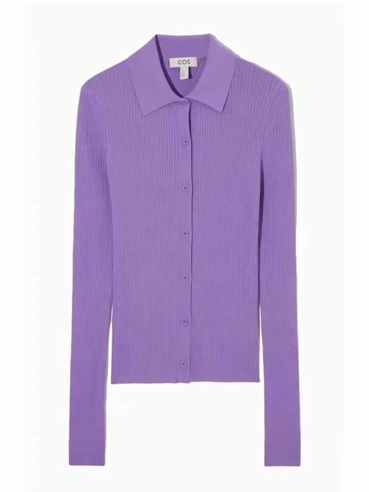 

Women 2023 New Fashion Basic style Elastic slim Ribbed Knitted Cardigan Vintage Long Sleeve Button-up Female Outerwear Chic Tops