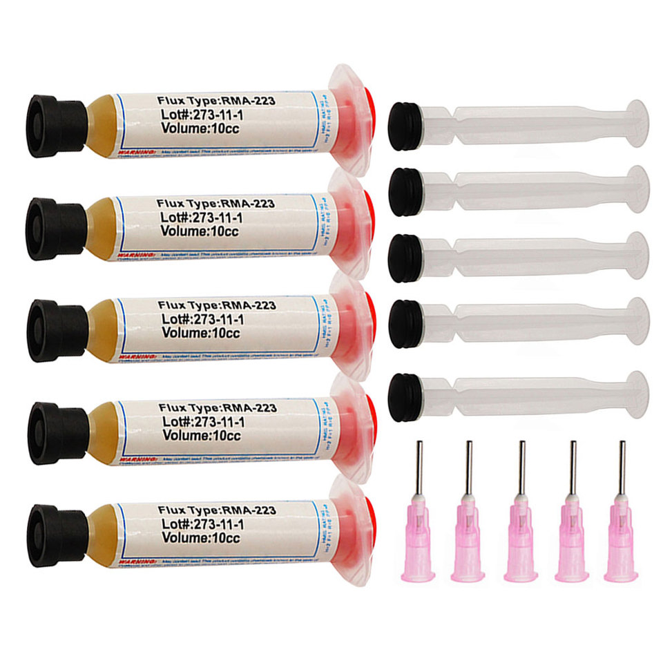 RMA-223 Welding Flux Syringe Barrel Flux PCB IC Mobile Phone Repair SMD Rework 10CC Syringe Barrel Soldering Welding Oil