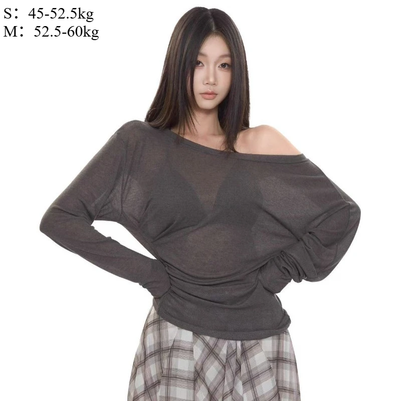 ตัวเลือกสินค้า เสื้อผ้าแฟชั่นหญิง แขนยาว ปิดไหล่ นุ่มนวล สไตล์ฝรั่งเศส