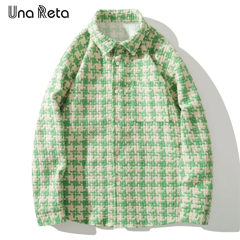 

Una Reta Jacket Men Autumn Streetwear Hip Hop Grid Coat Men's Clothing Single Breasted Harajuku Oversiz New Couple Jacket
