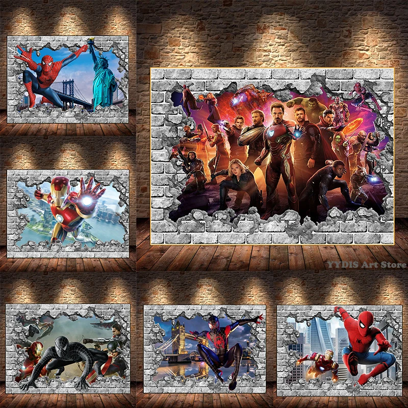 Disney Diamond Marvel Anime Spiderman Posters Embroidery Cross Stitch 5D Diy Diamond Mosaic Living Room Decoration